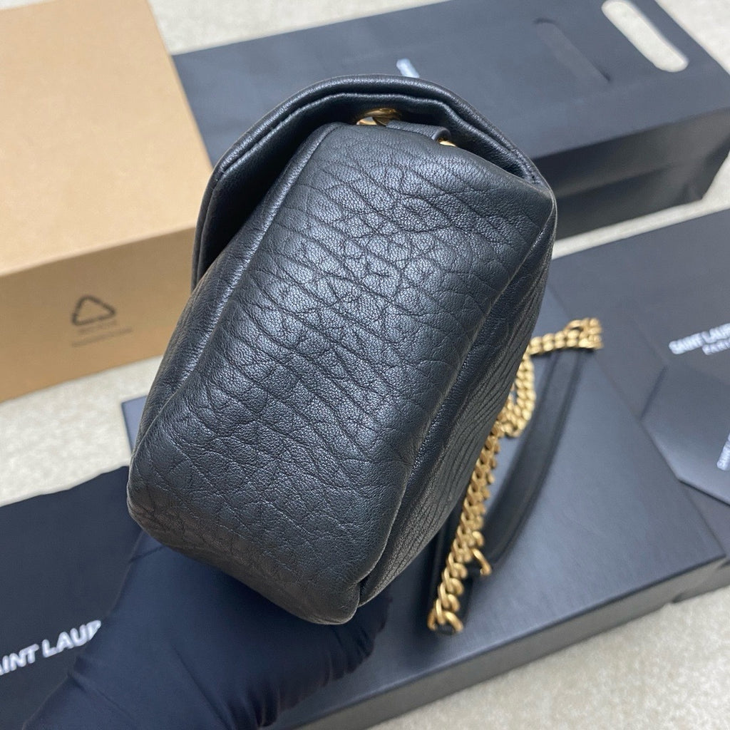 Yves Saint Laurent Calypso Lambskin Black Ferragens Douradas