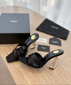 Saint Laurent  Mules Opyum Em Crepe De Cetim Black