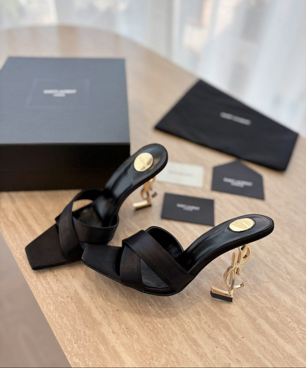 Saint Laurent  Mules Opyum Em Crepe De Cetim Black