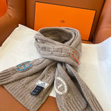 Cachecol Hermès Tri-Maillon Details Cuir Marrom-Claro