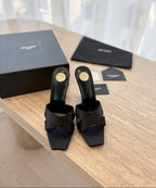 Saint Laurent  Mules Opyum Em Crepe De Cetim Black
