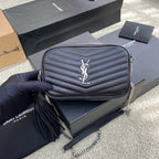 Saint Laurent Lou Camera Bag Black Ferragens Prata