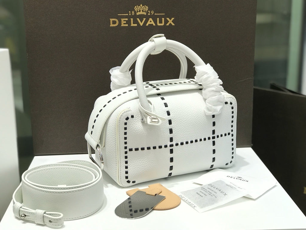 Delvaux Cool Box White Costura Contrastante