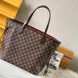 Lv Neverfull Inside Out MM  Brown and Red.