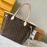 Lv Neverfull Inside Out MM  Beige and Red