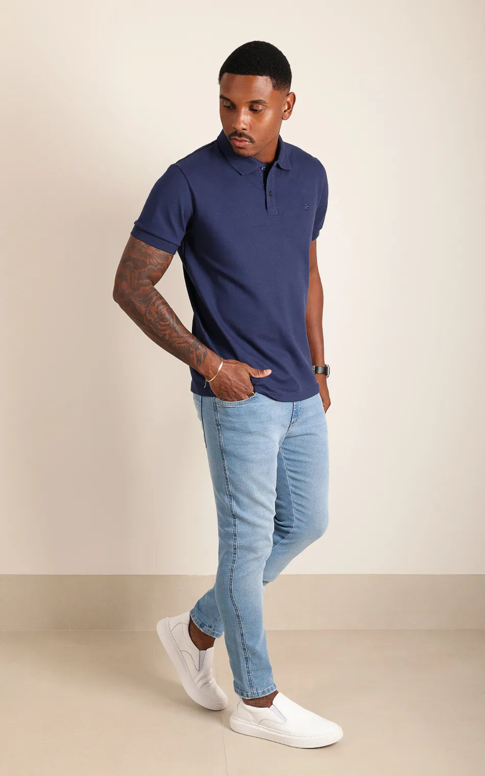 Polo Judá Premium Piquet Azul Marinho (Pronta Entrega)