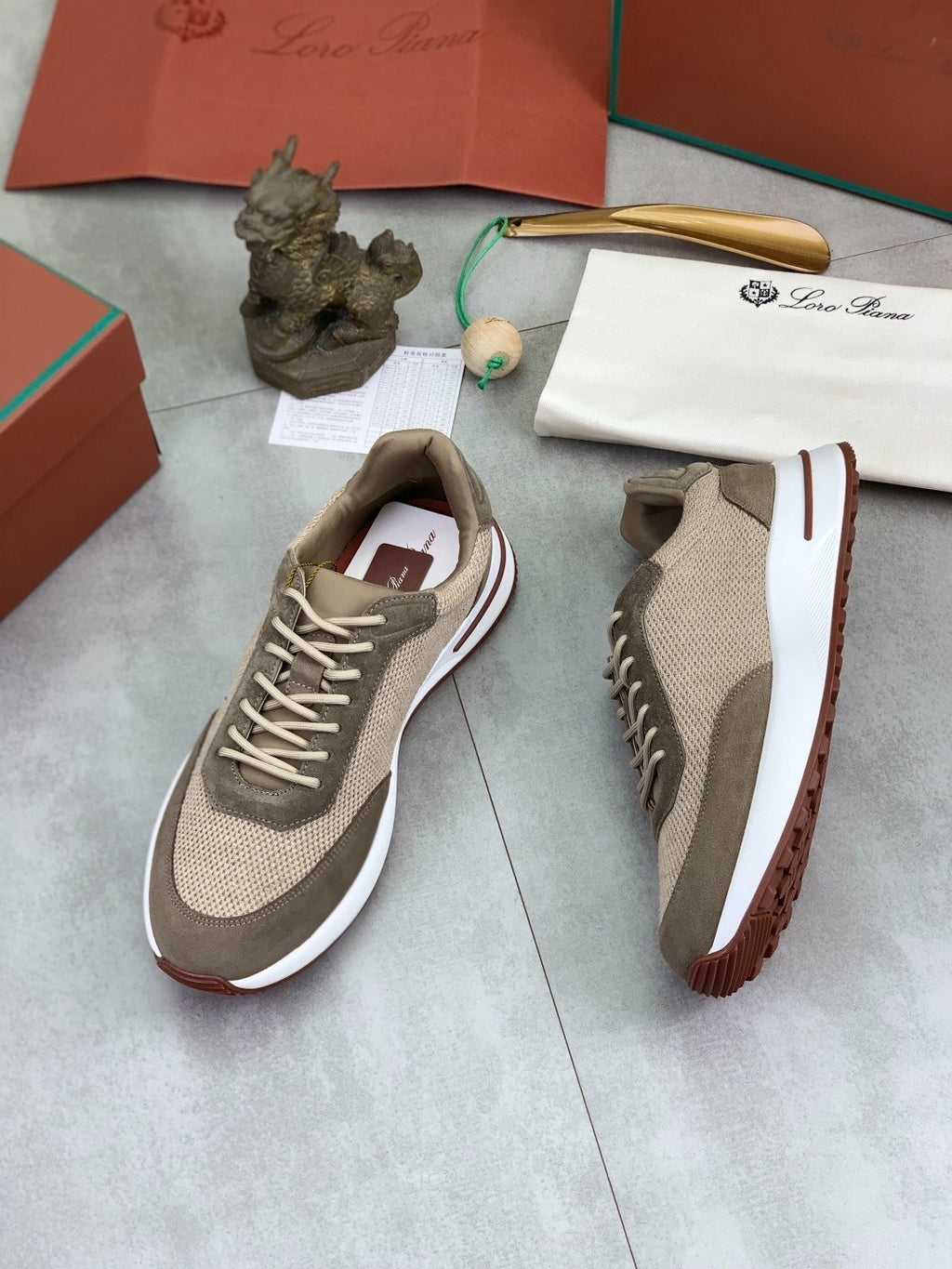 Loro Piana Tennis Walk Sneaker Beige/Brown .