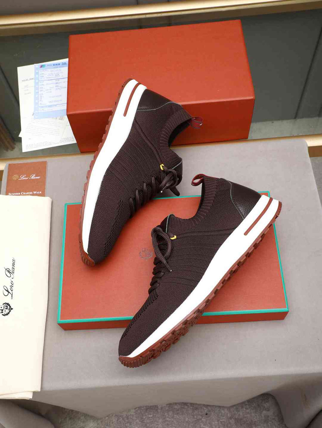 Loro Piana 360 LP Flexy Walk Sneaker Redwine White .