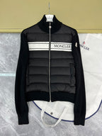 Moncler Padded Wool Zip-Up Jacket Black/White