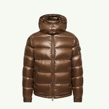 Moncler Maya Hooded Short Down Jacket Brown