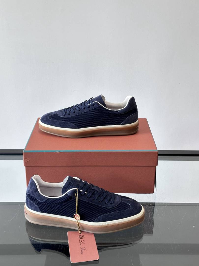 Loro Piana Tennis Walk Sneaker Navy Blue .