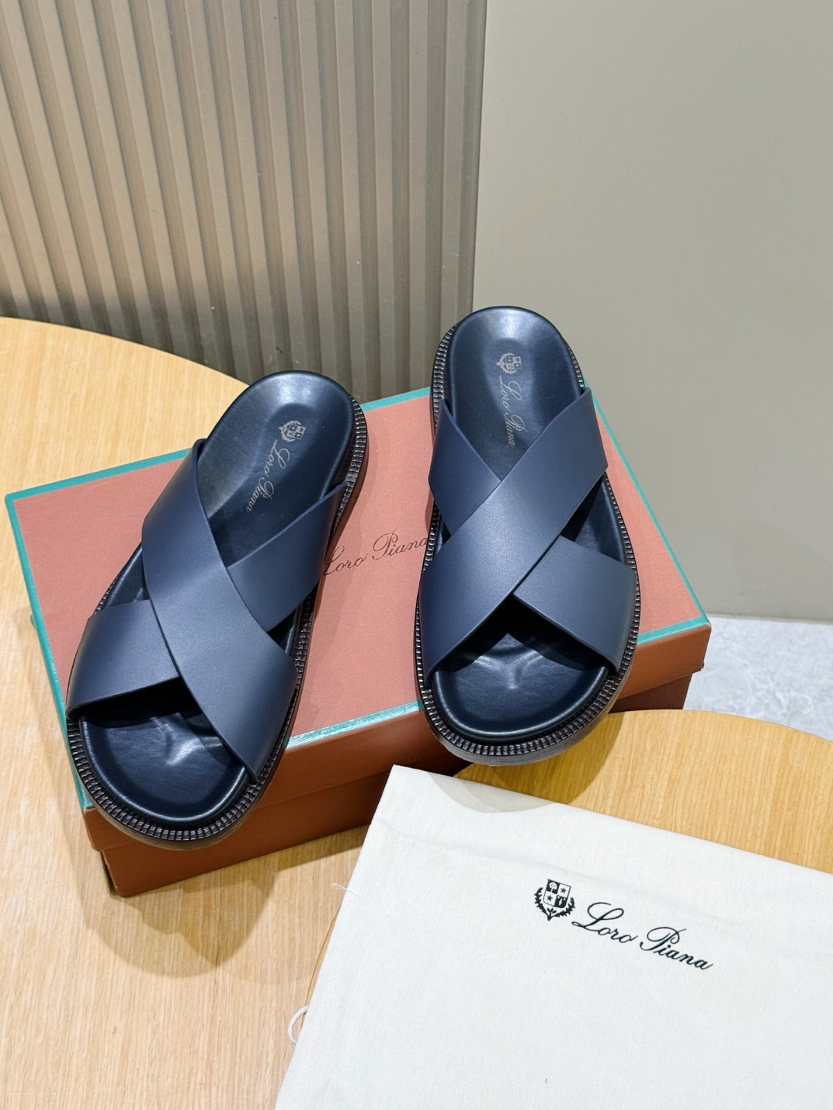 Loro Piana Bayonne Sandal Navy Blue