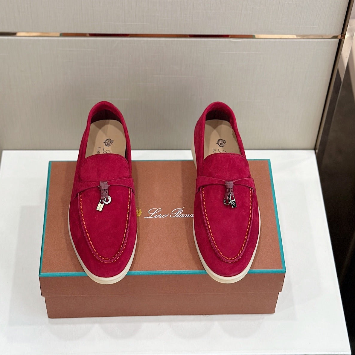 Loro Piana Summer Walk Loafer Red