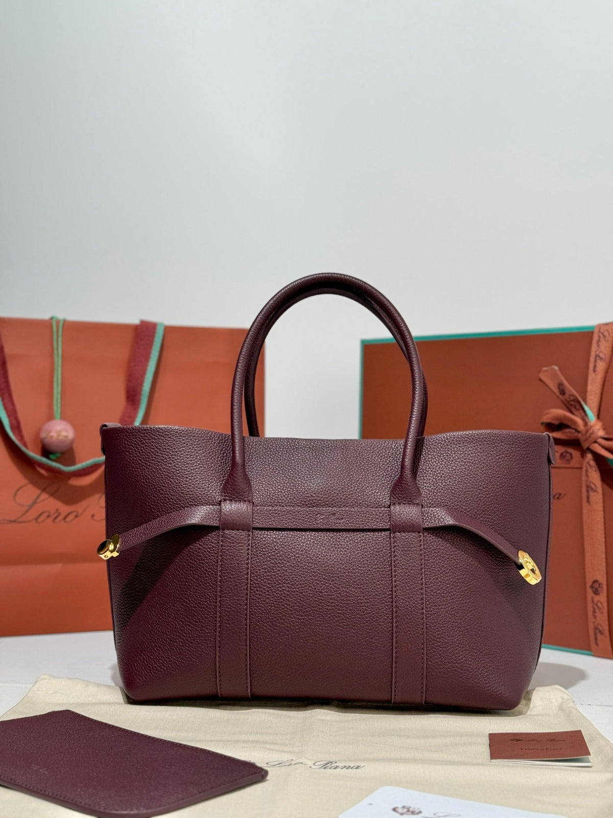 Loro Piana Bale Tote Bag Burgundy