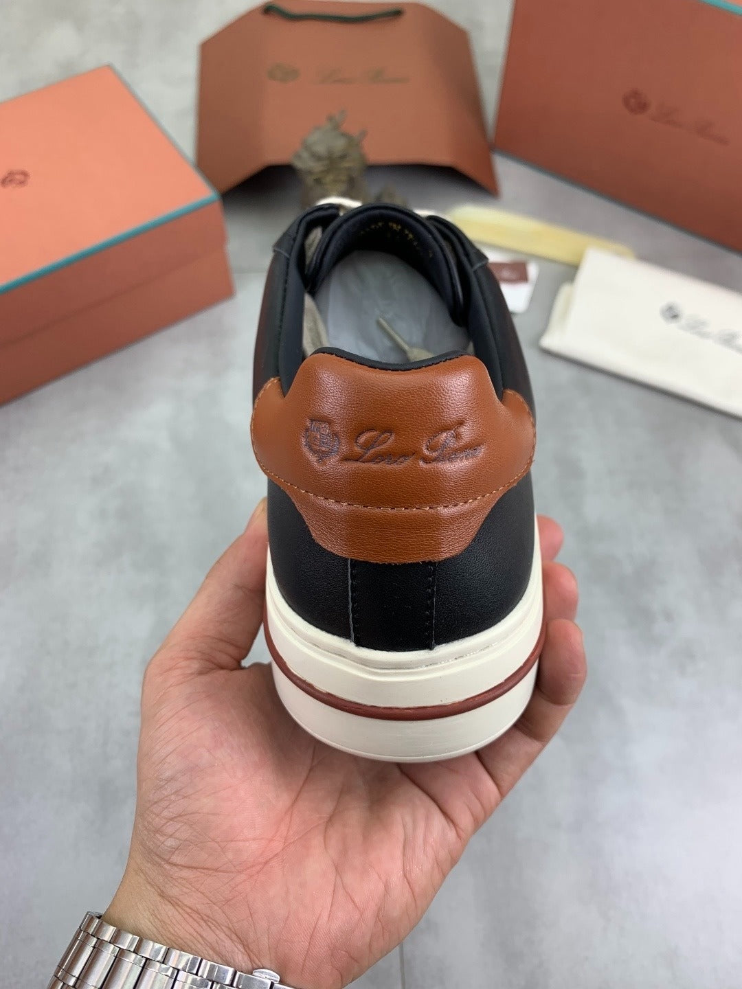 Loro Piana Newport Walk Sneaker Black/Brown .