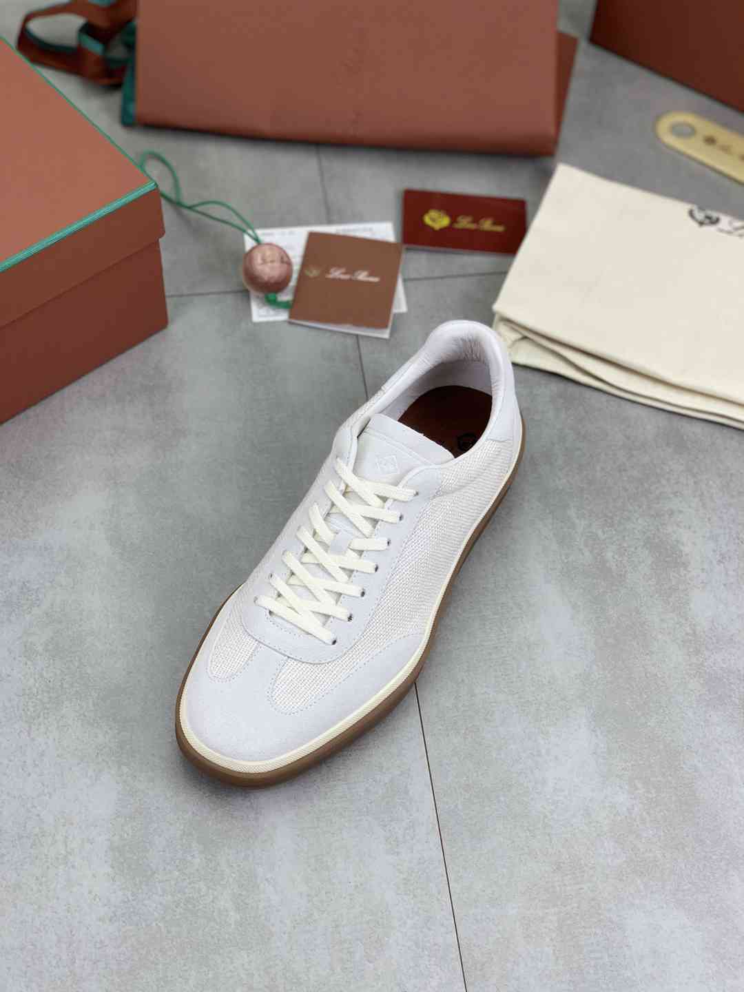 Loro Piana Tennis Walk Sneaker White/Brown .
