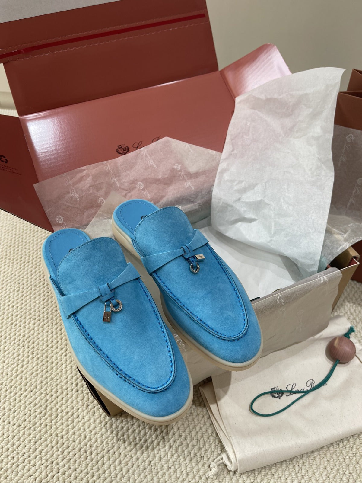 Loro Piana Charms Walk Mule Blue