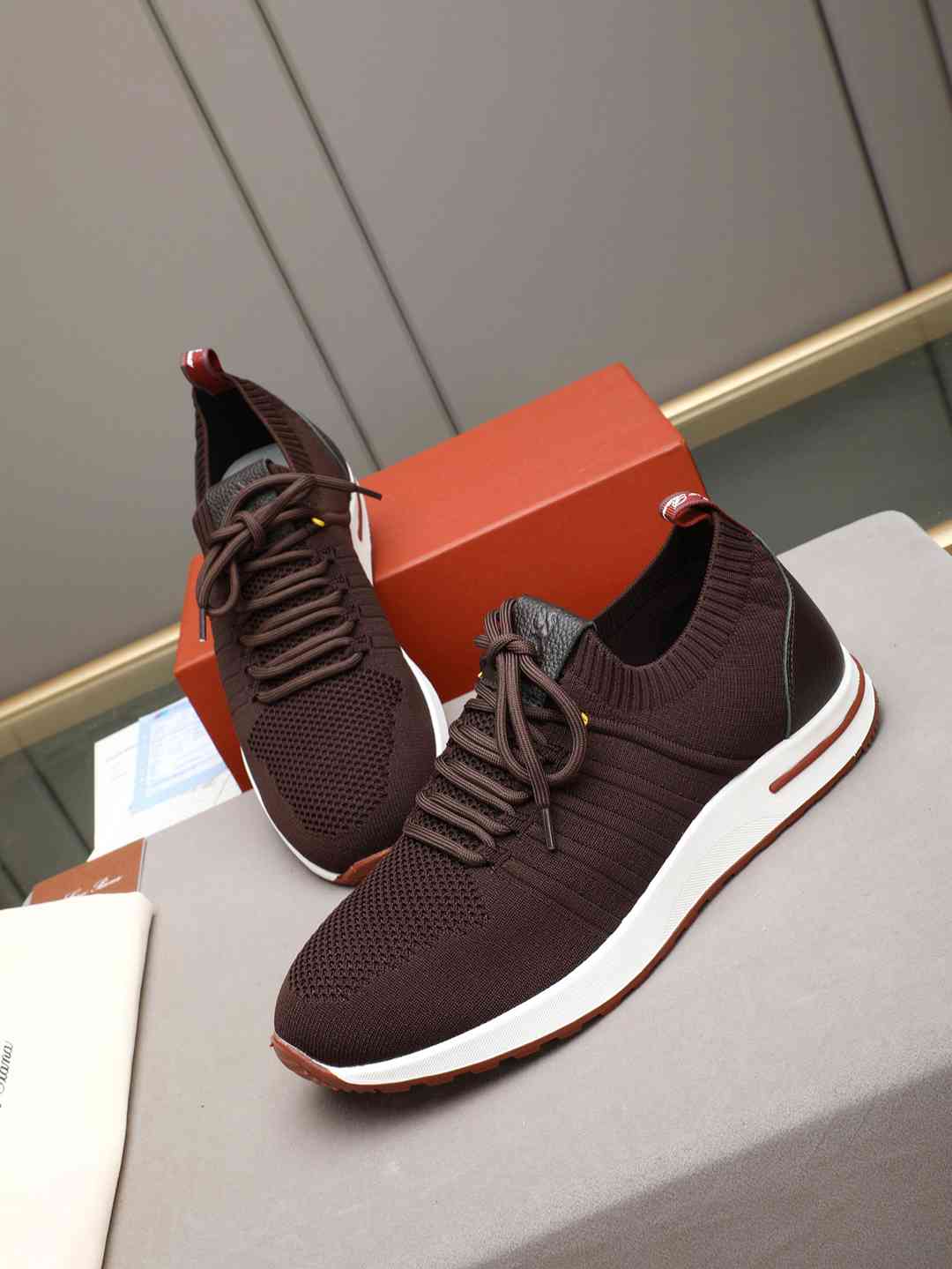 Loro Piana 360 LP Flexy Walk Sneaker Redwine White .
