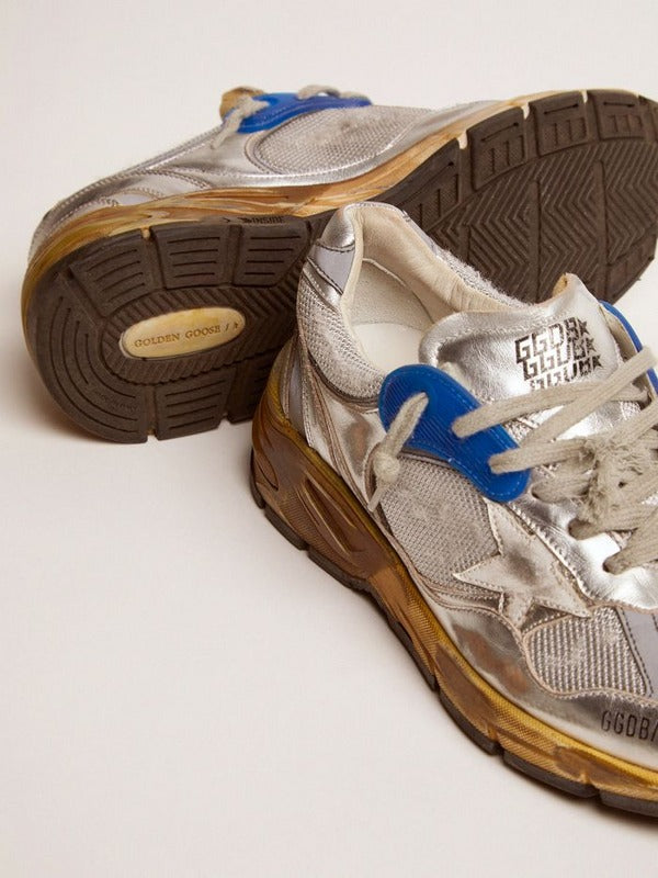 Golden Goose Running Dad Net Sneaker Silver/Blue