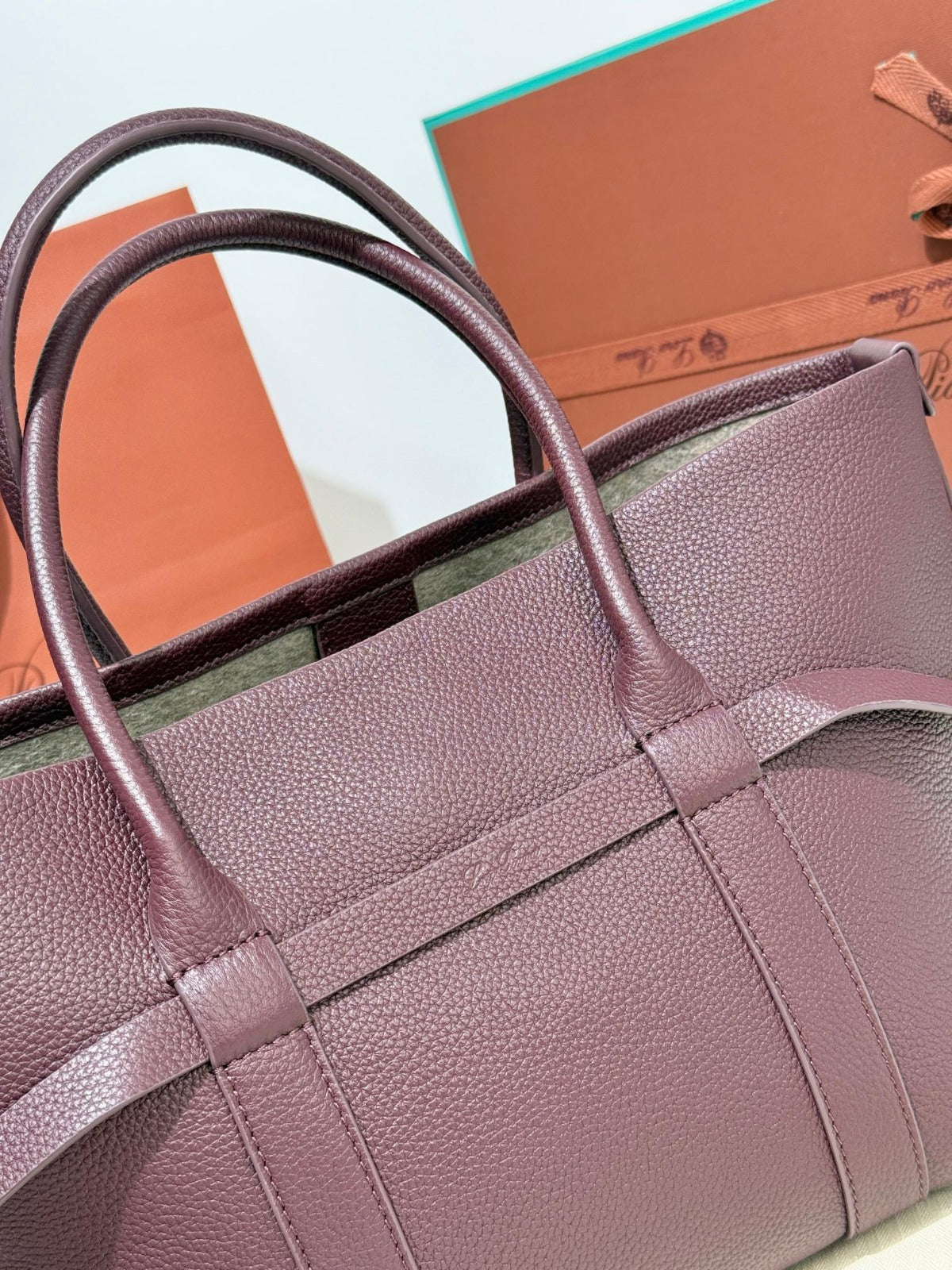 Loro Piana Bale Tote Bag Burgundy
