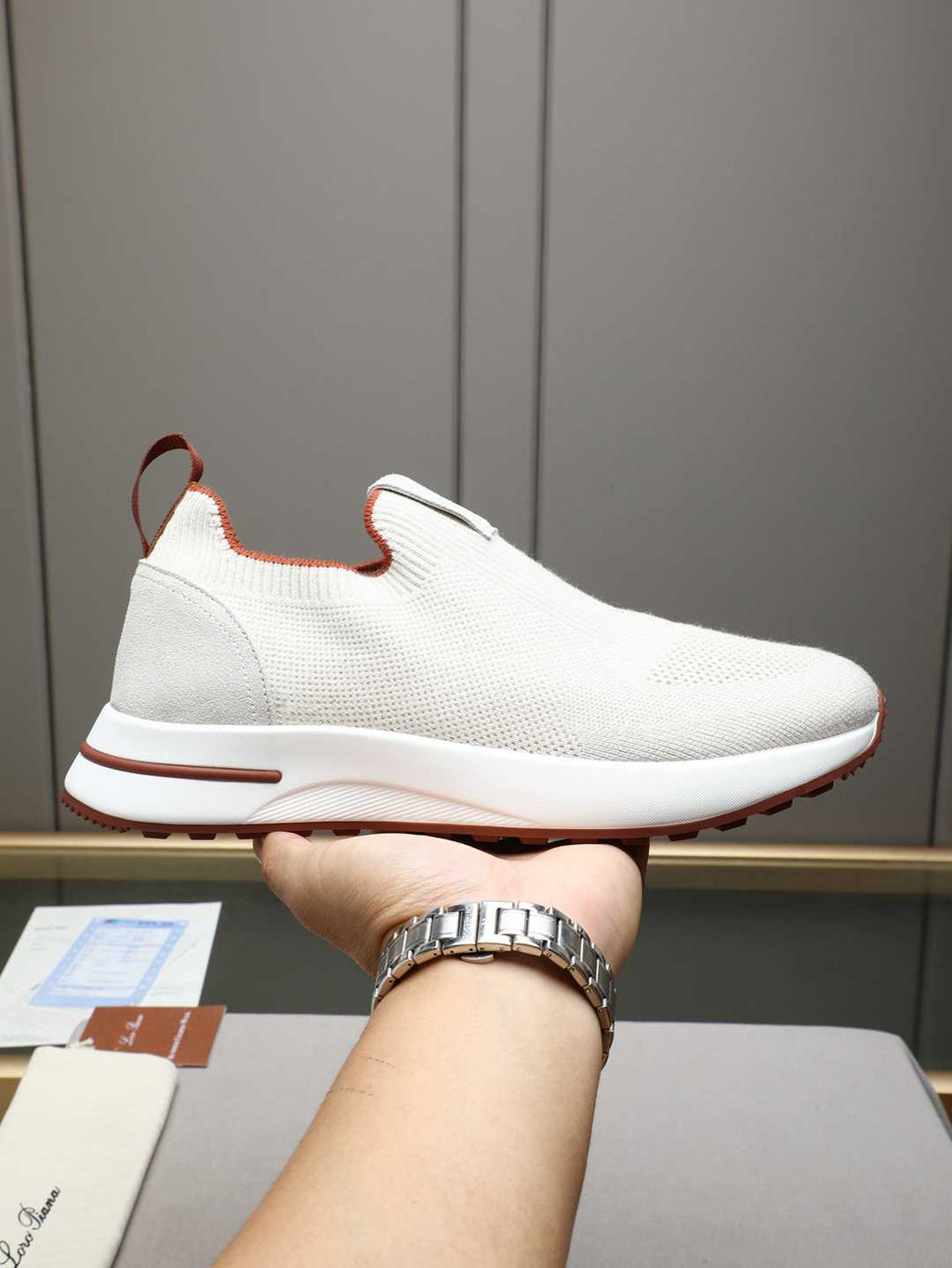 Loro Piana 360 LP Flexy Walk Sneaker White/Brown .