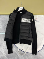 Moncler Padded Wool Zip-Up Jacket Black/White