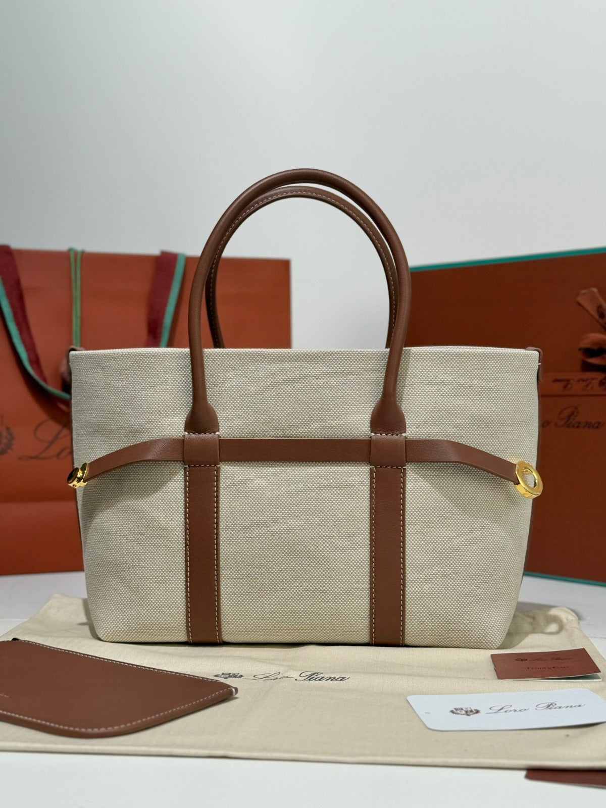 Loro Piana Small Ghiera Tote Bag Beige/Brown