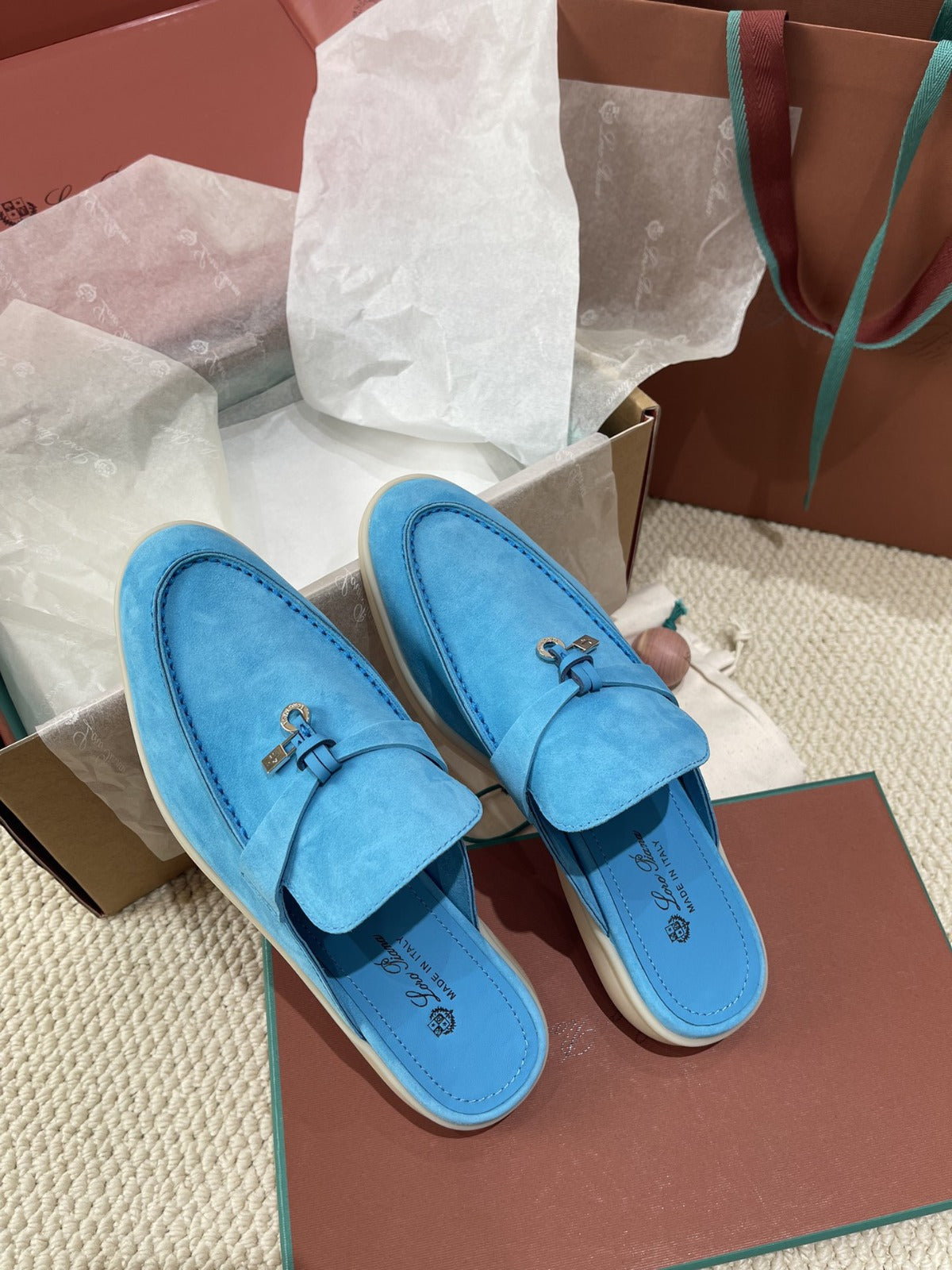Loro Piana Charms Walk Mule Blue
