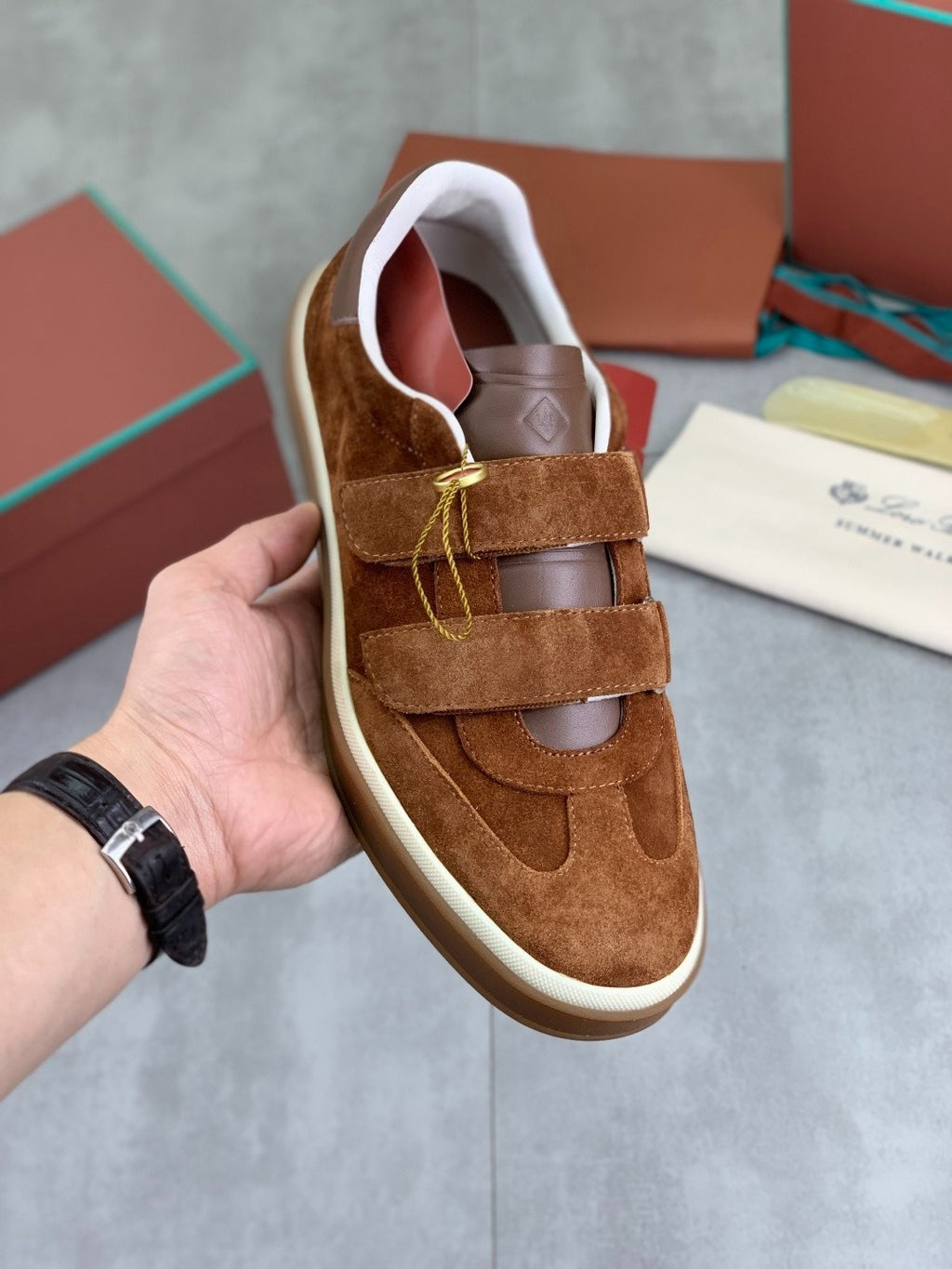 Loro Piana Tennis Walk Sneaker Brown .