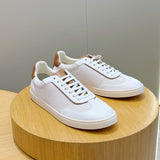 Brunello Cucinelli contrast-trimmed low-top Sneaker White/Tan Brown