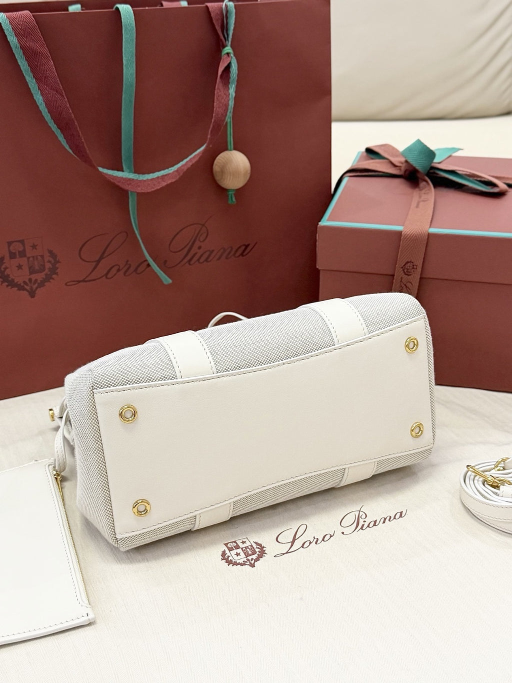 Loro Piana Loom L25 Tote Bag White/Grey