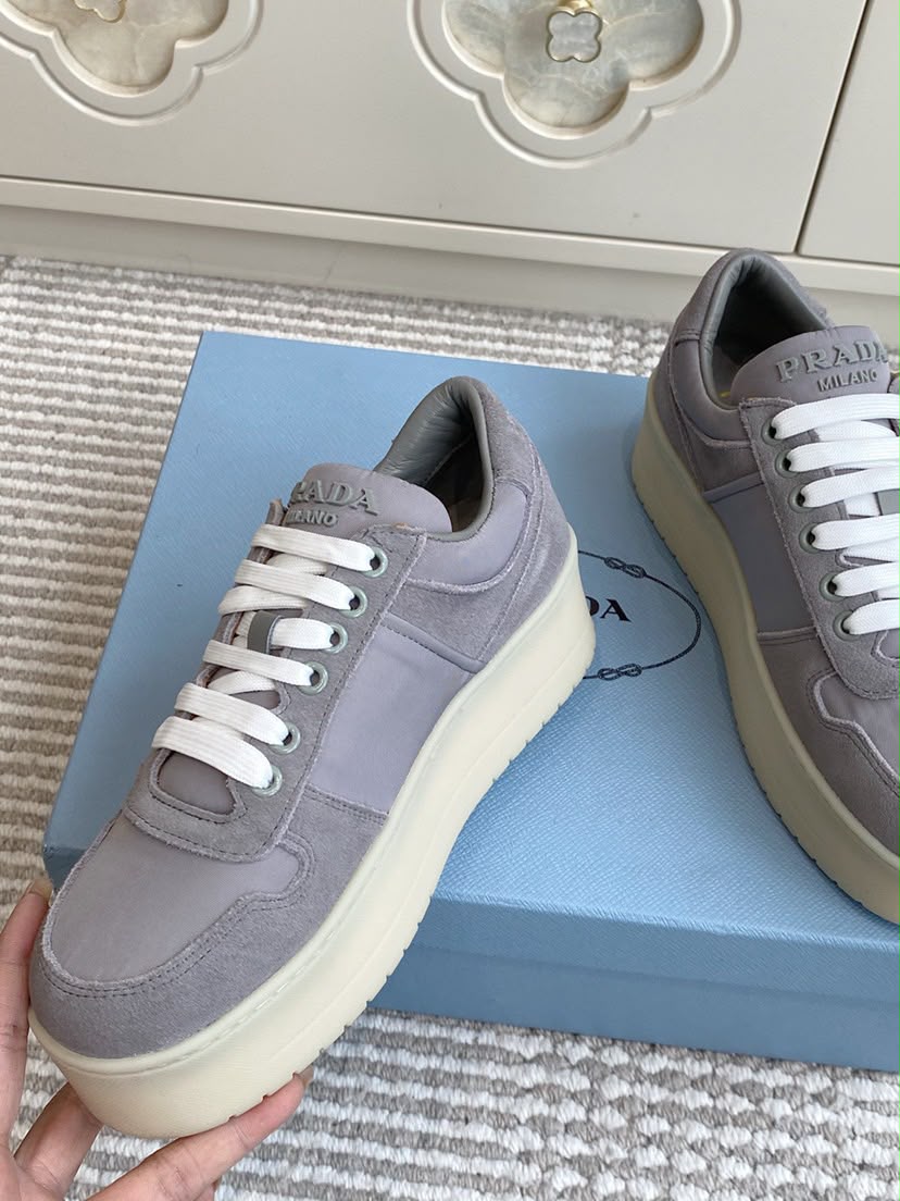 Prada Downtown Bold Sneaker Granite Gray .