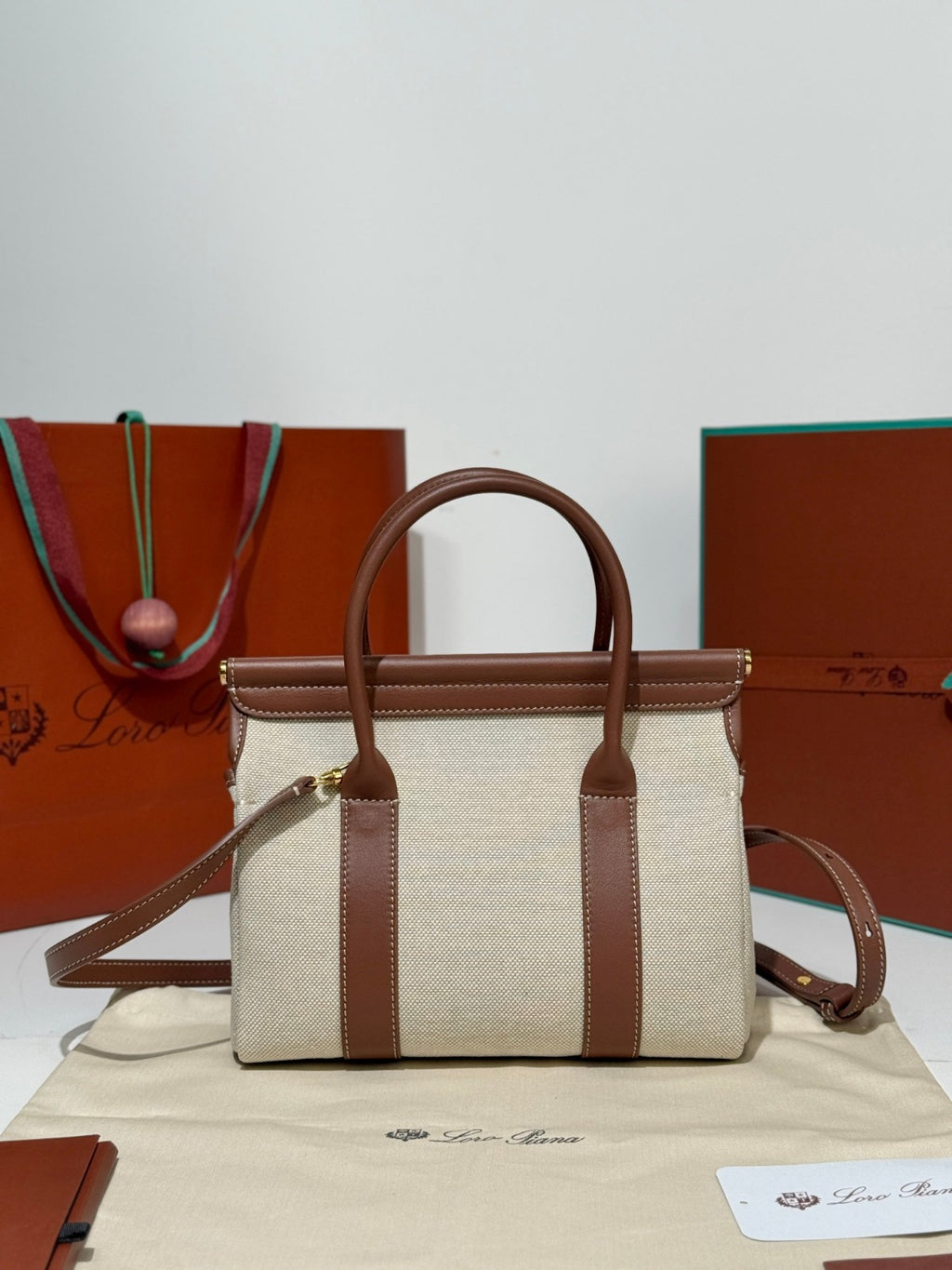 Loro Piana Loom L25 Bag Cream/Brown