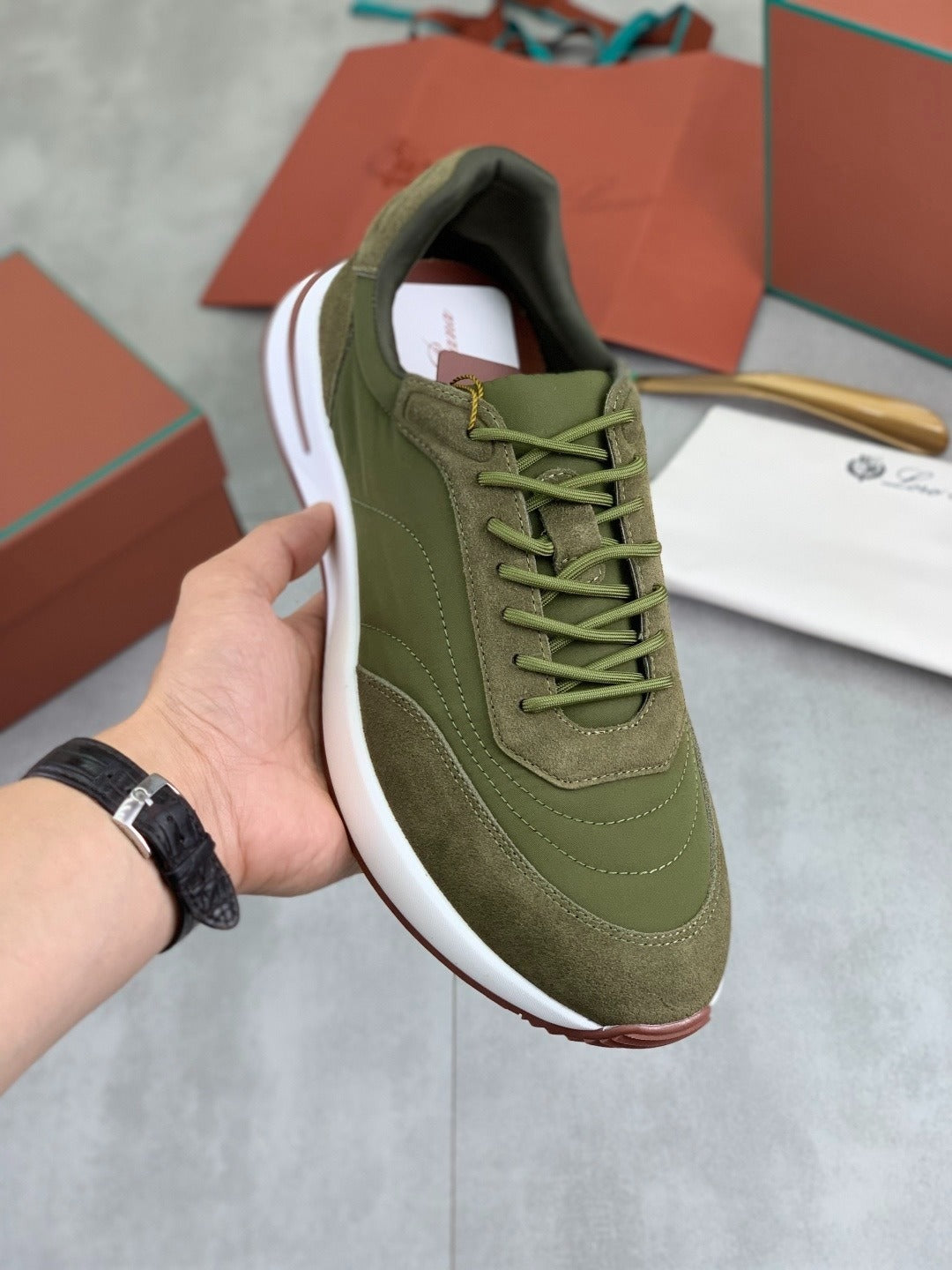 Loro Piana Week End Walk Sneaker Green .