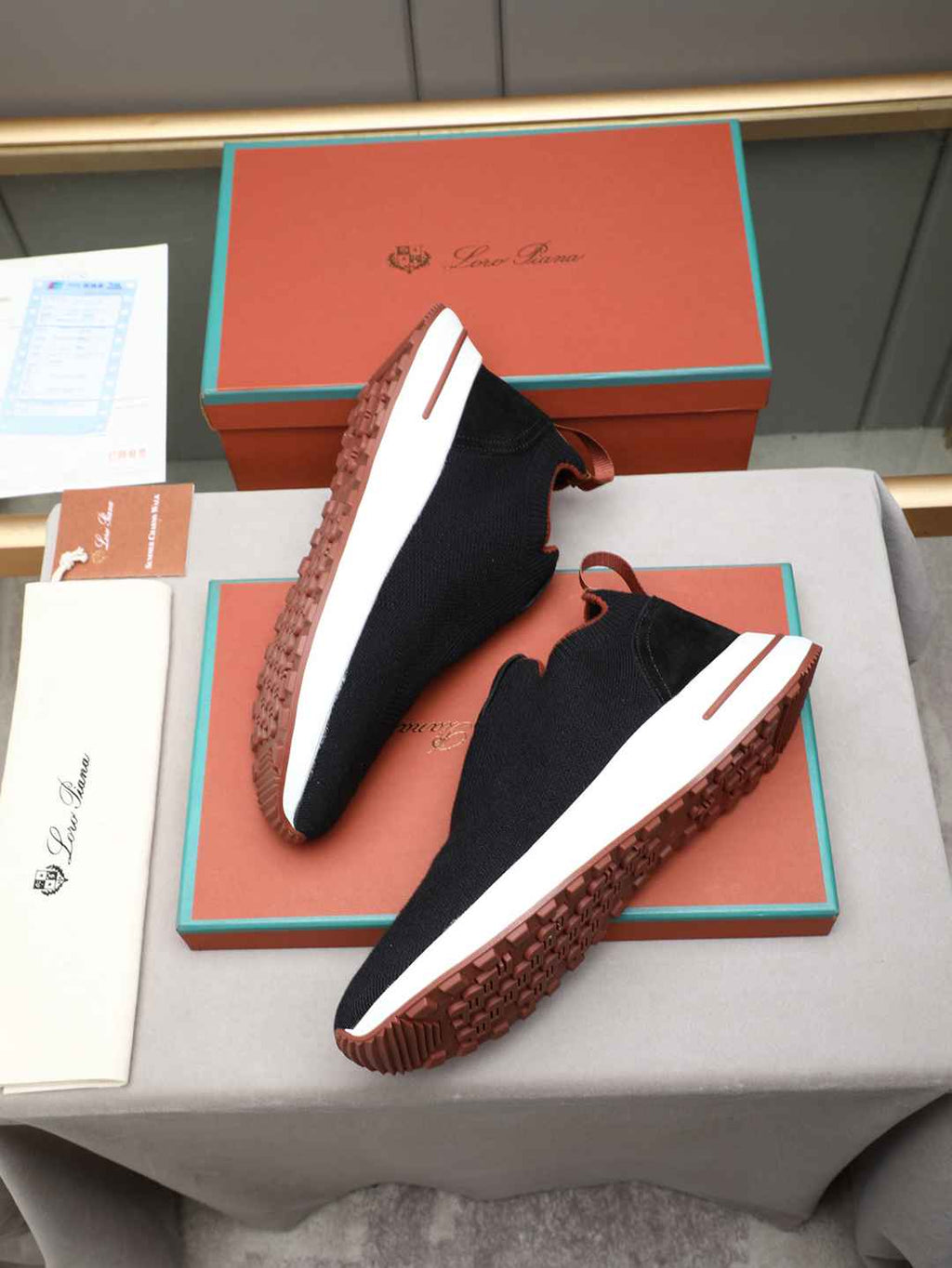 Loro Piana 360 flexy Walk Sneaker Black/Brown .