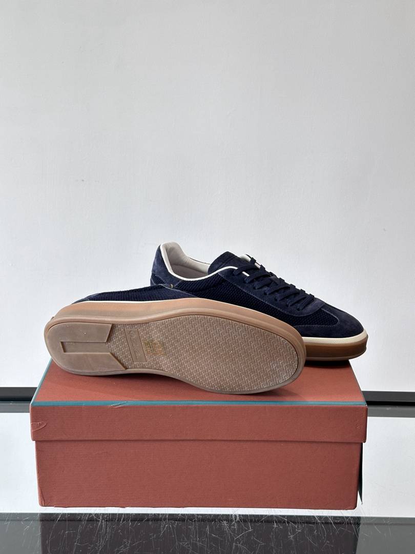 Loro Piana Tennis Walk Sneaker Navy Blue .