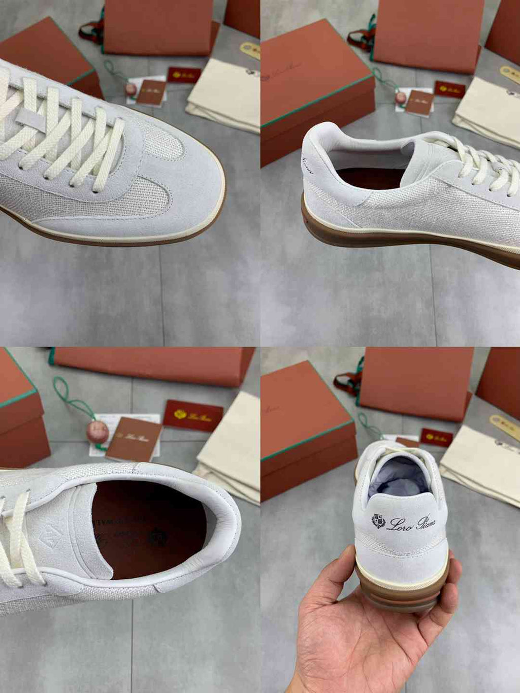 Loro Piana Tennis Walk Sneaker White/Brown .