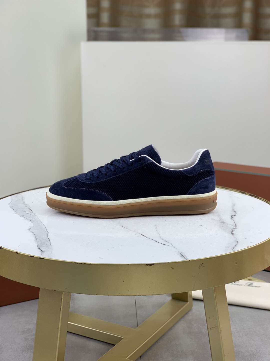 Loro Piana Tennis Walk Sneaker Navy Blue .
