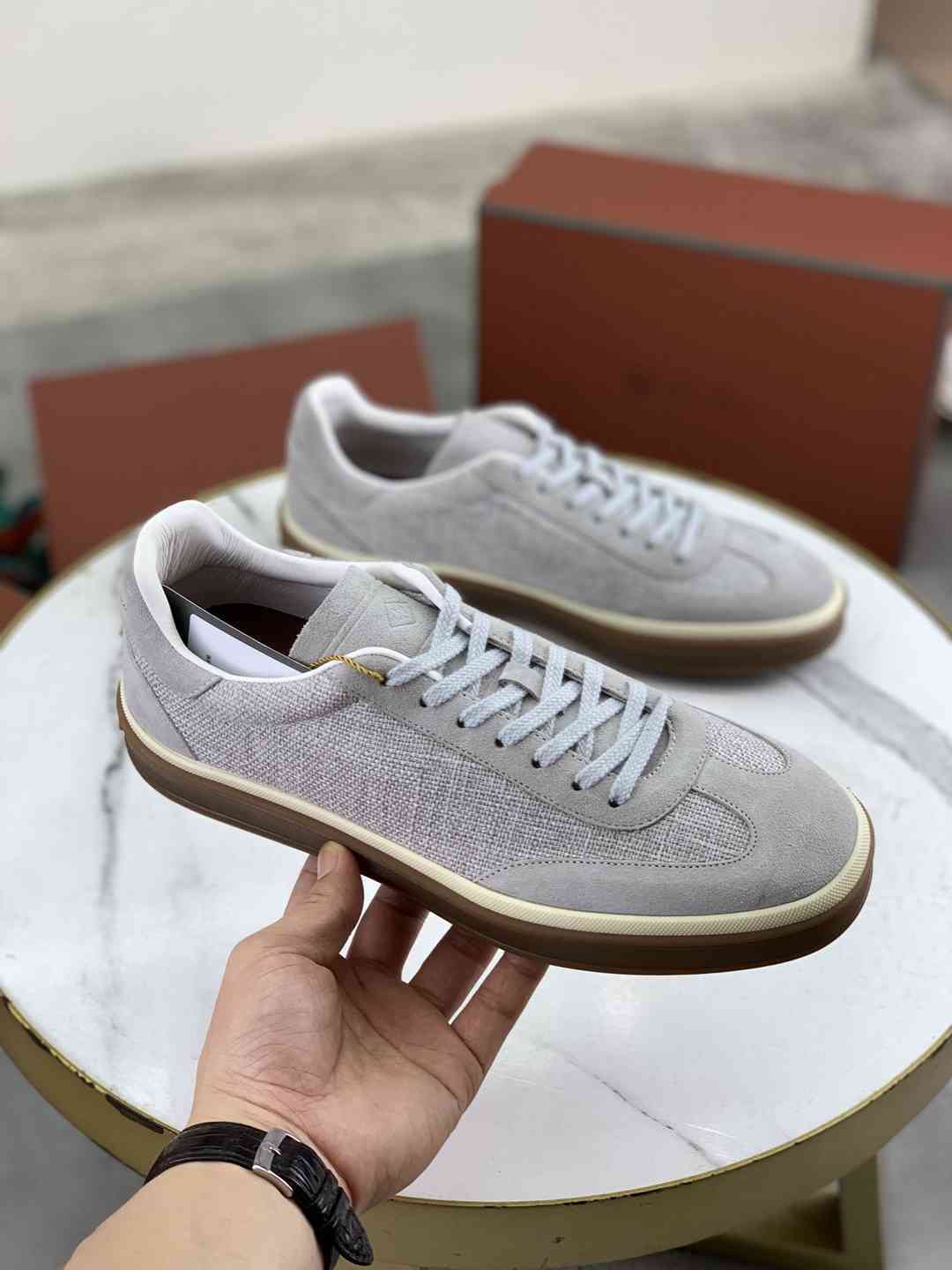 Loro Piana Tennis Walk Sneaker Grey .