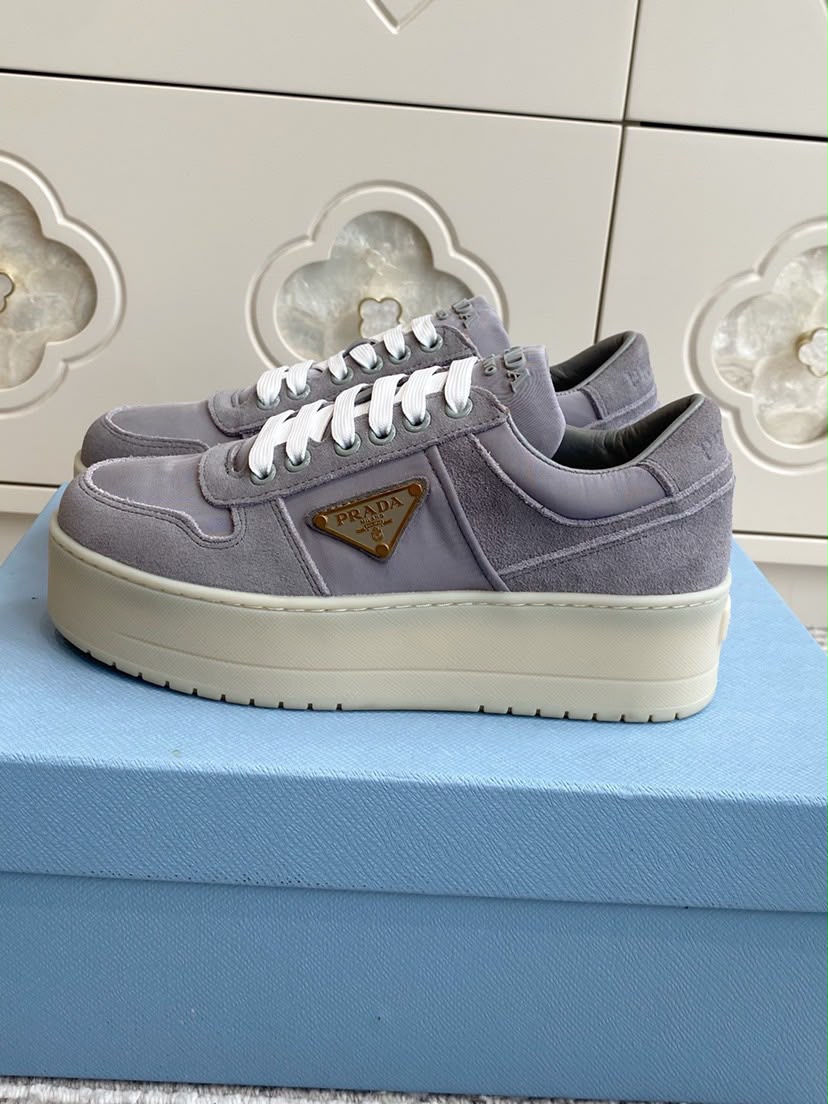 Prada Downtown Bold Sneaker Granite Gray .