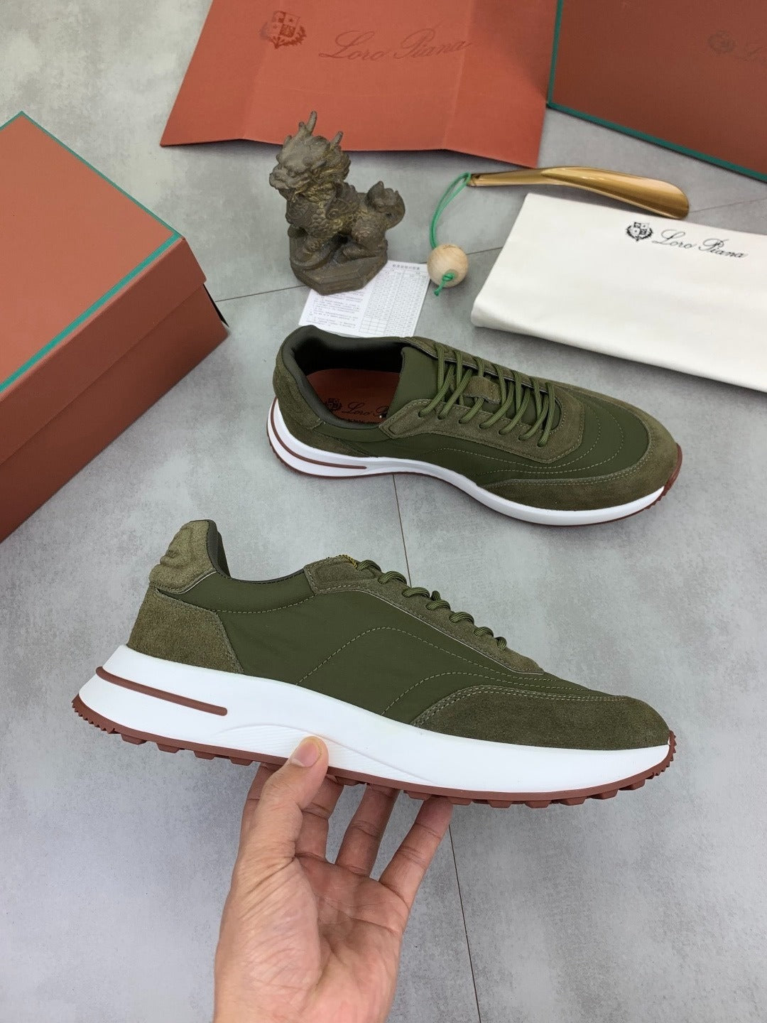 Loro Piana Week End Walk Sneaker Green .