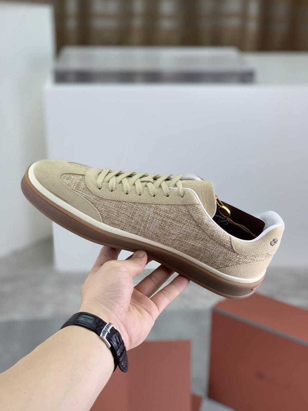 Loro Piana Tennis Walk Sneaker Beige .