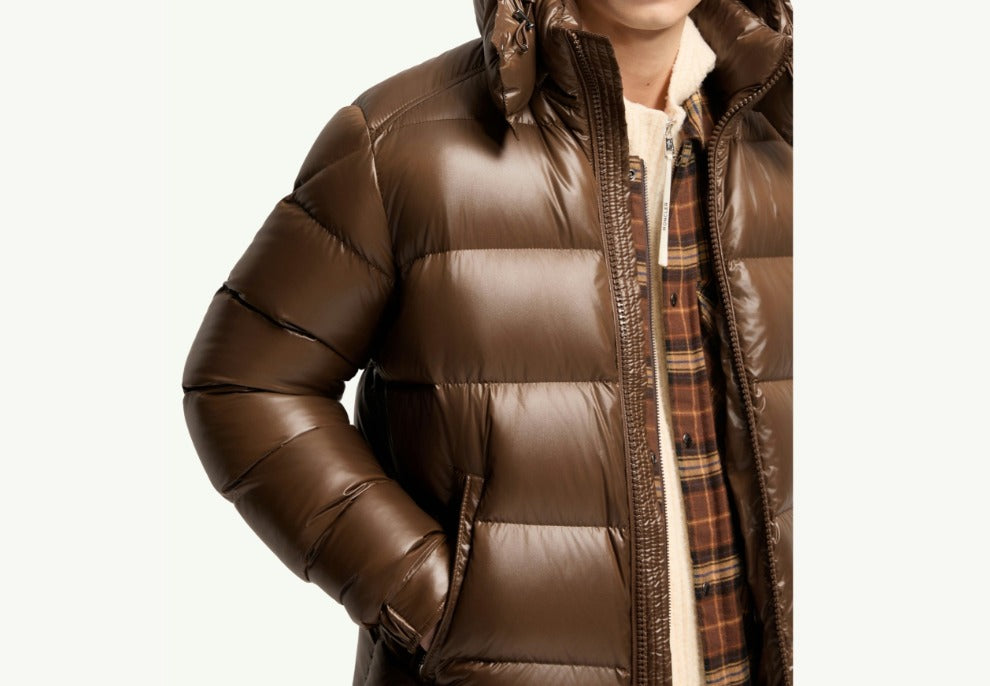 Moncler Maya Hooded Short Down Jacket Brown