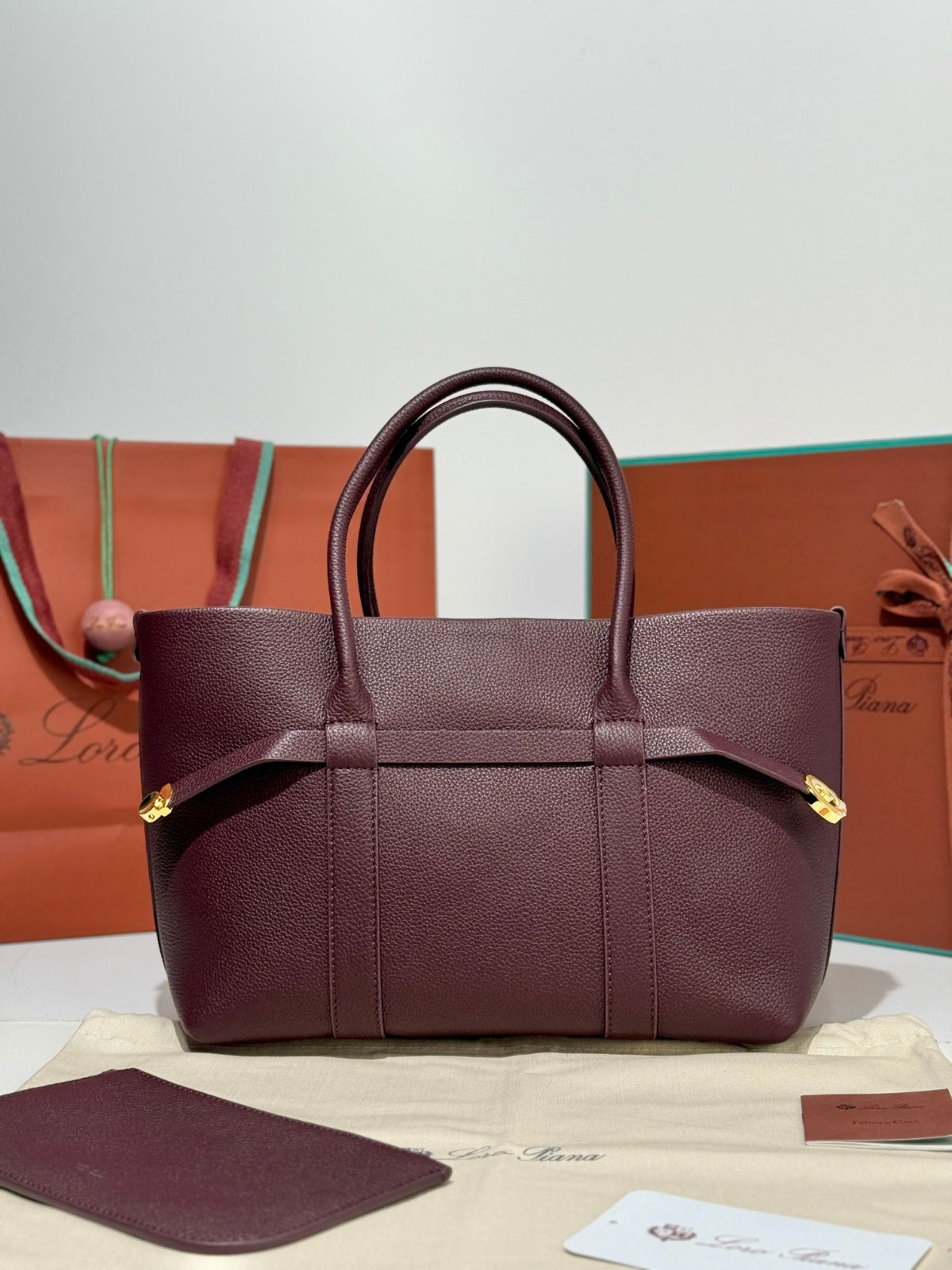 Loro Piana Bale Tote Bag Burgundy