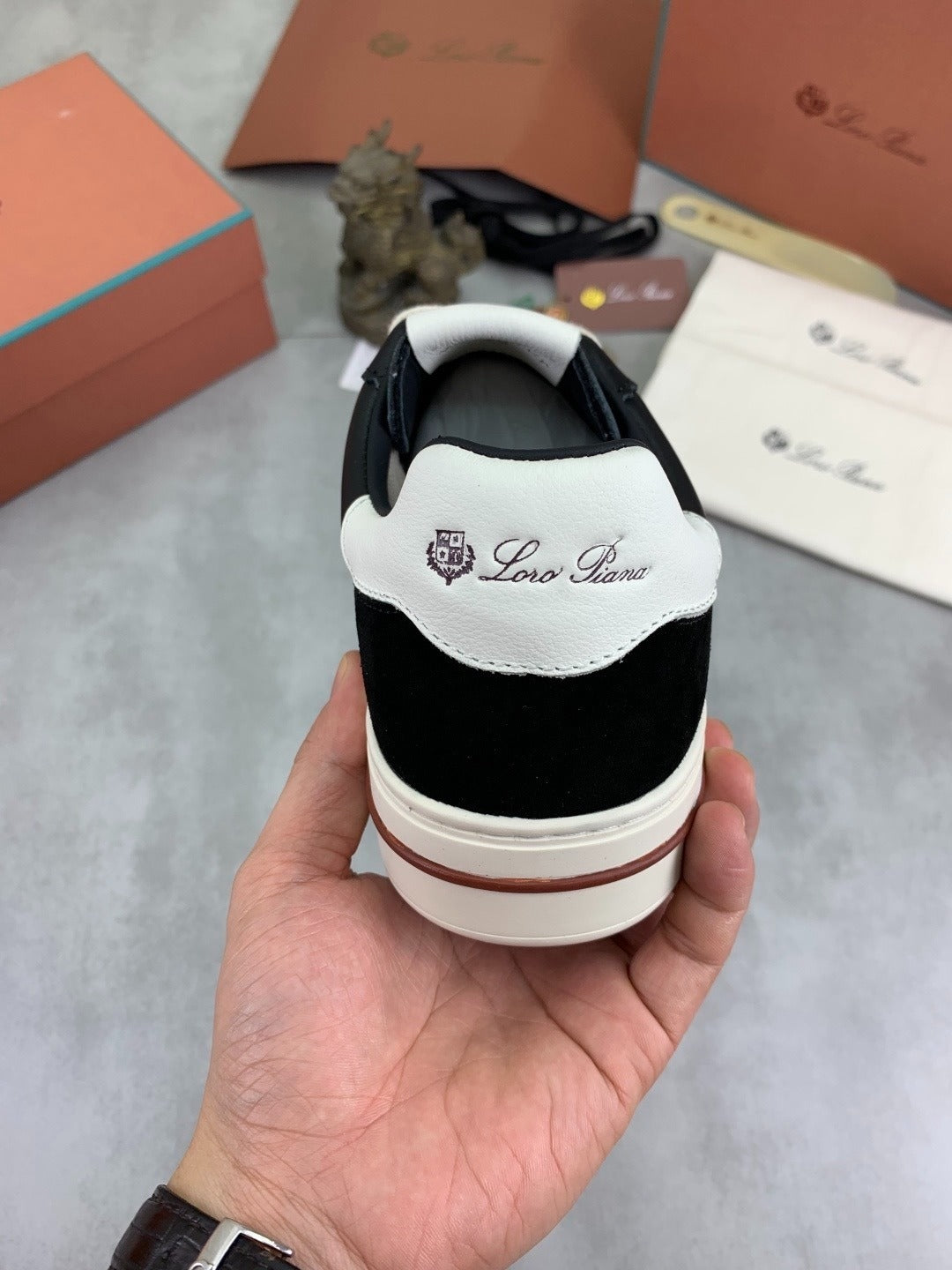 Loro Piana Newport Sneaker Black and White .