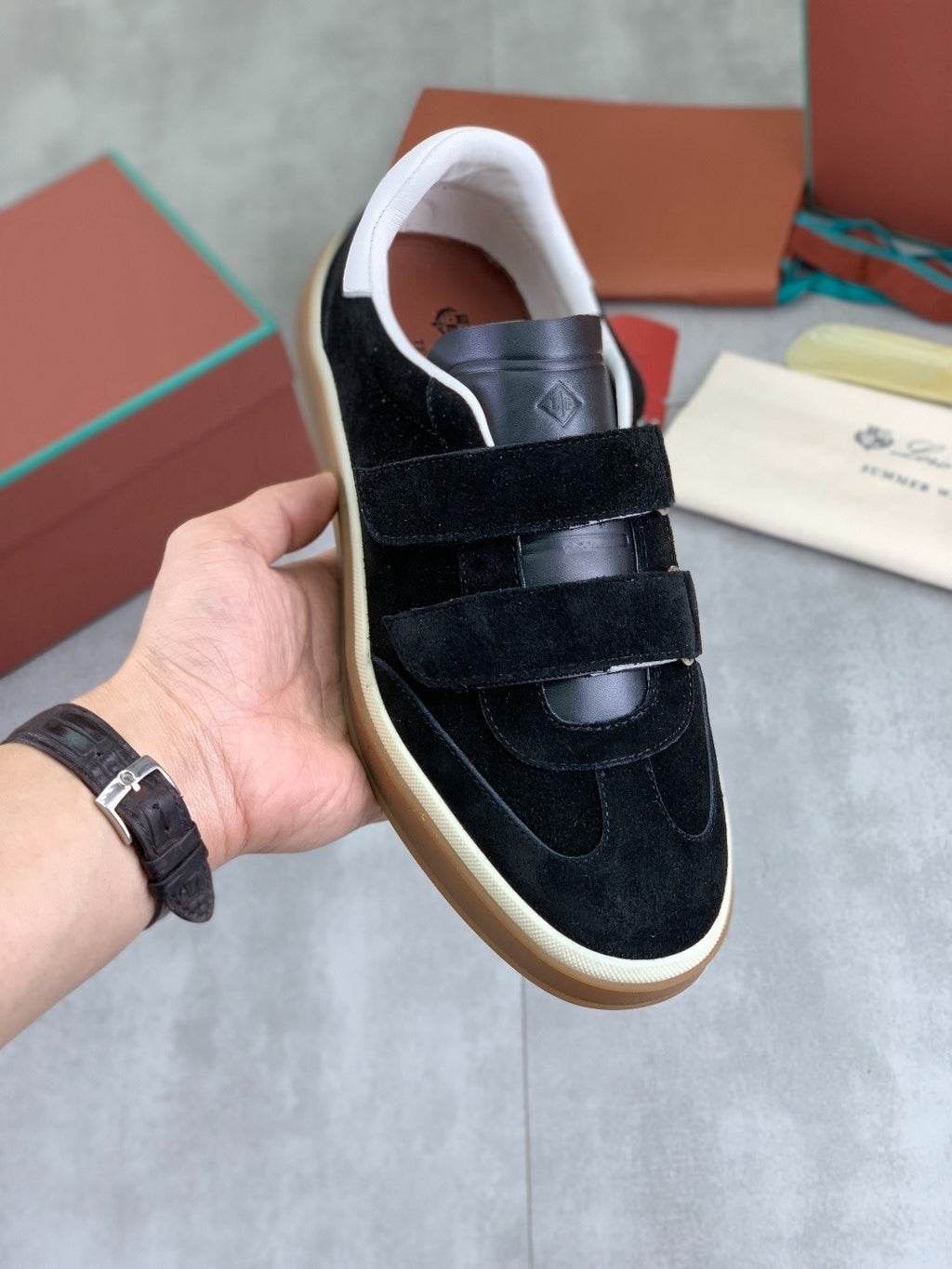 Loro Piana Tennis Walk Sneaker Black/White .