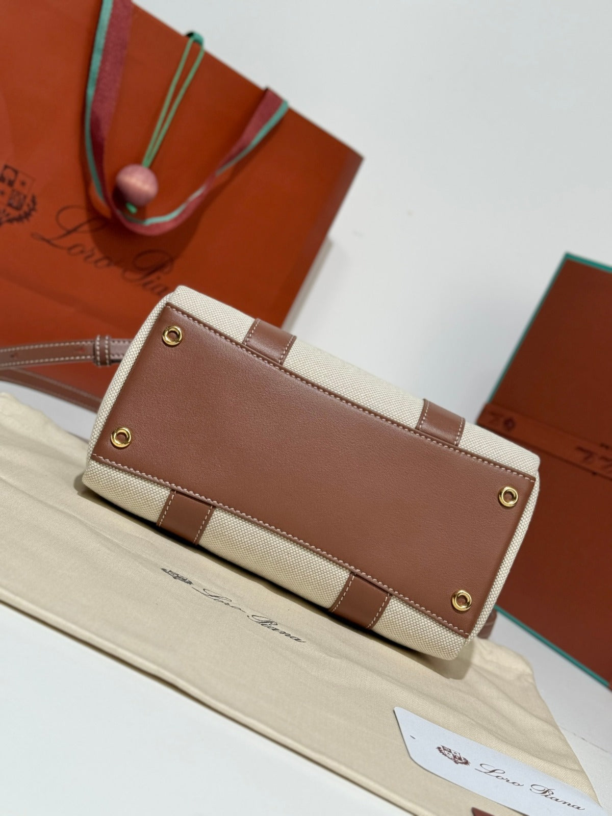 Loro Piana Loom L25 Bag Cream/Brown