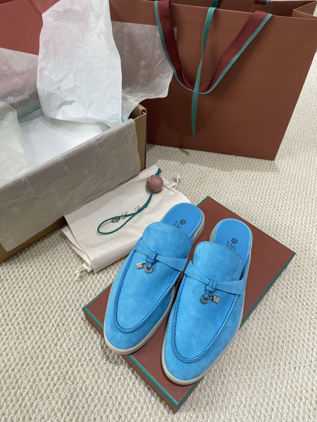 Loro Piana Charms Walk Mule Blue