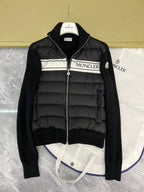 Moncler Padded Wool Zip-Up Jacket Black/White