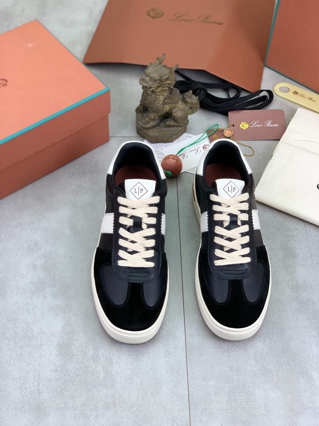 Loro Piana Newport Sneaker Black and White .